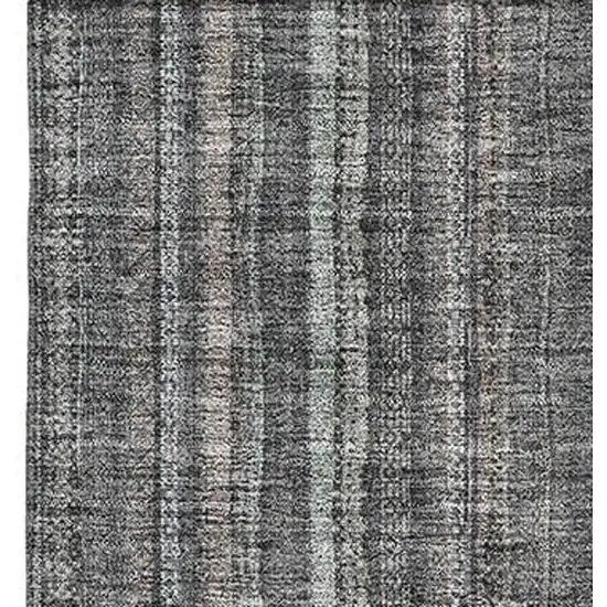 Gray And Silver Striped Washable Area Rug With UV Protection Photo 2