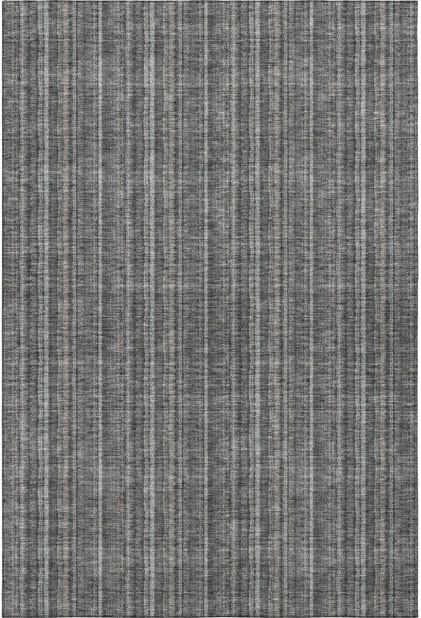 Gray And Silver Striped Washable Area Rug With UV Protection Photo 3