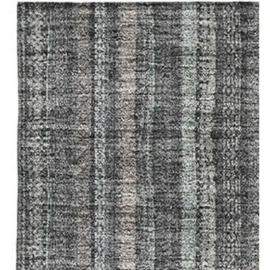 Gray And Silver Striped Washable Area Rug With UV Protection Photo 2