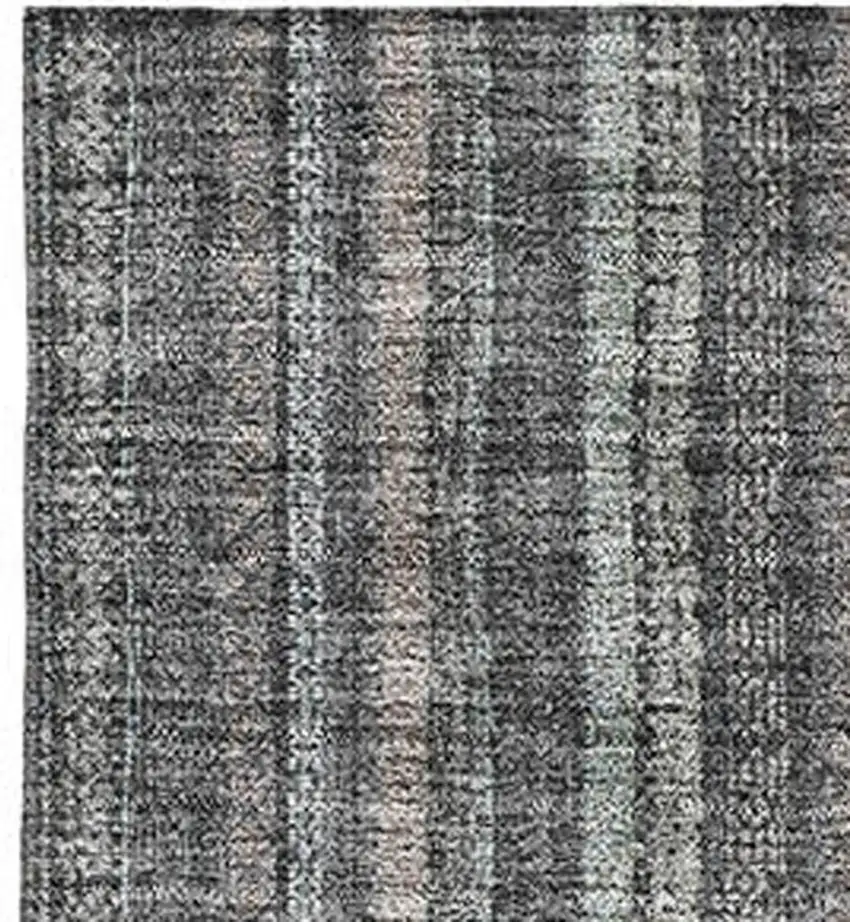 Gray And Silver Striped Washable Area Rug With UV Protection Photo 2