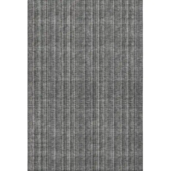 Gray And Silver Striped Washable Area Rug With UV Protection Photo 3