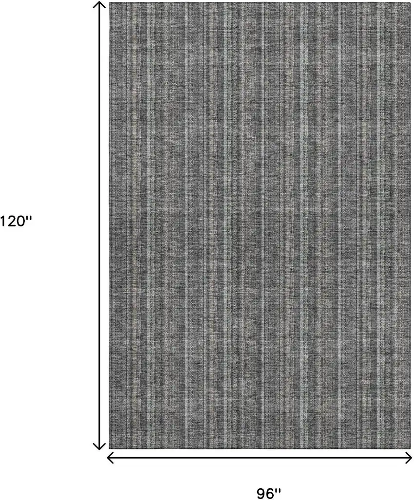 Gray And Silver Striped Washable Area Rug With UV Protection Photo 8