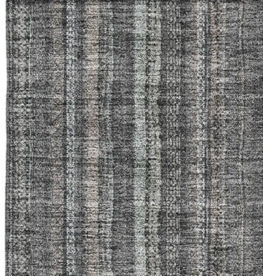 Gray And Silver Striped Washable Area Rug With UV Protection Photo 3