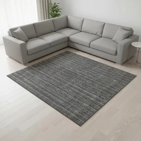 Gray And Silver Striped Washable Area Rug With UV Protection Photo 2