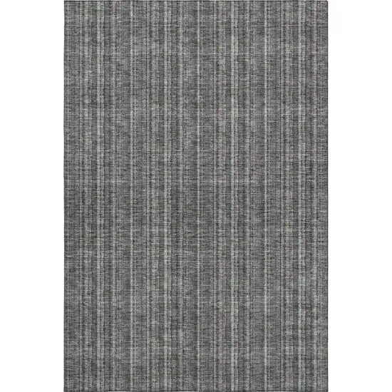 Gray And Silver Striped Washable Area Rug With UV Protection Photo 1