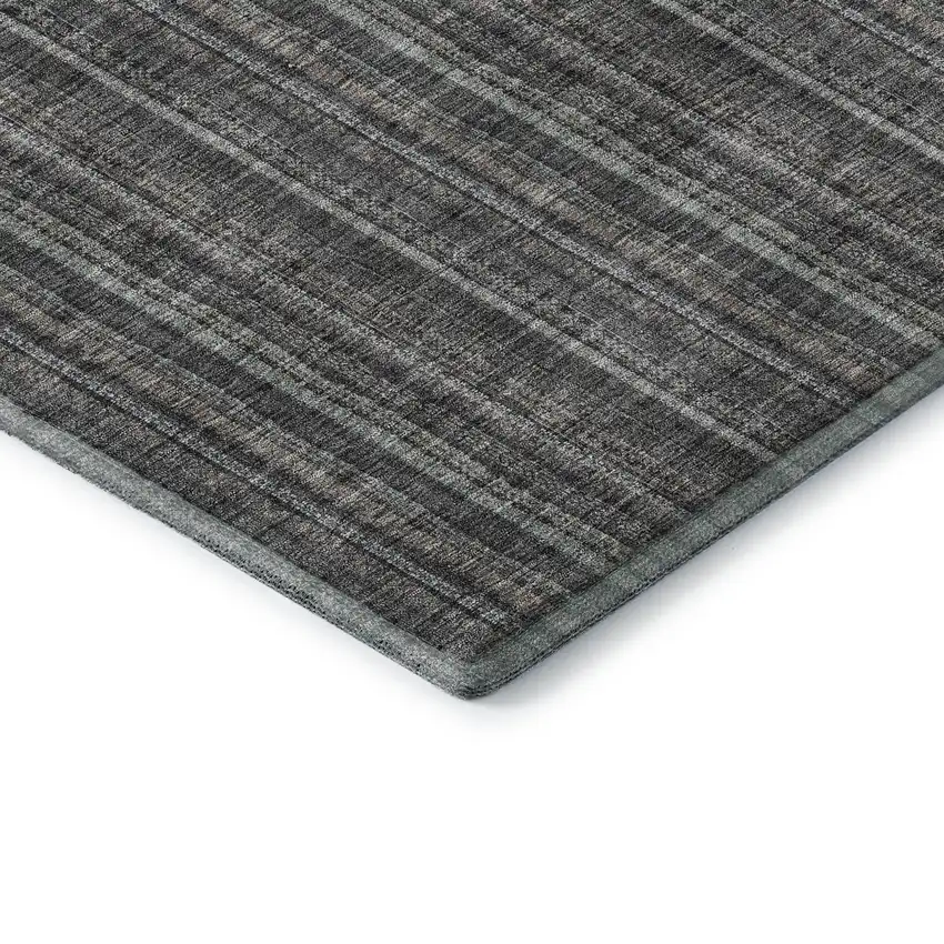 Gray And Silver Striped Washable Area Rug With UV Protection Photo 7
