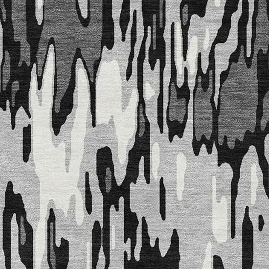 Gray And Silver Striped Washable Area Rug With UV Protection Photo 2