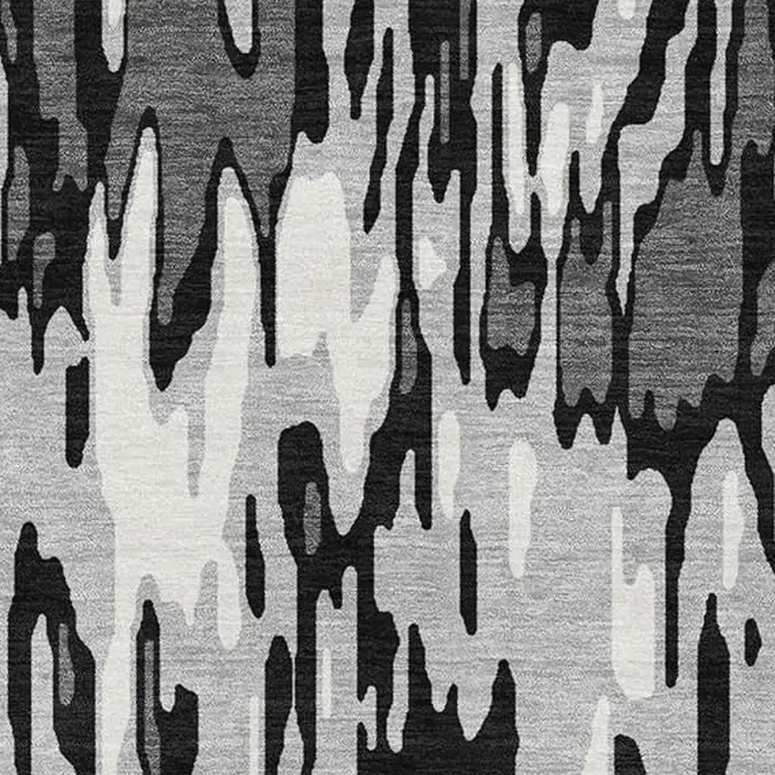 Gray And Silver Striped Washable Area Rug With UV Protection Photo 2