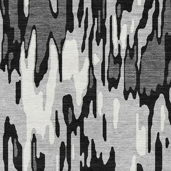 Gray And Silver Striped Washable Area Rug With UV Protection Photo 2