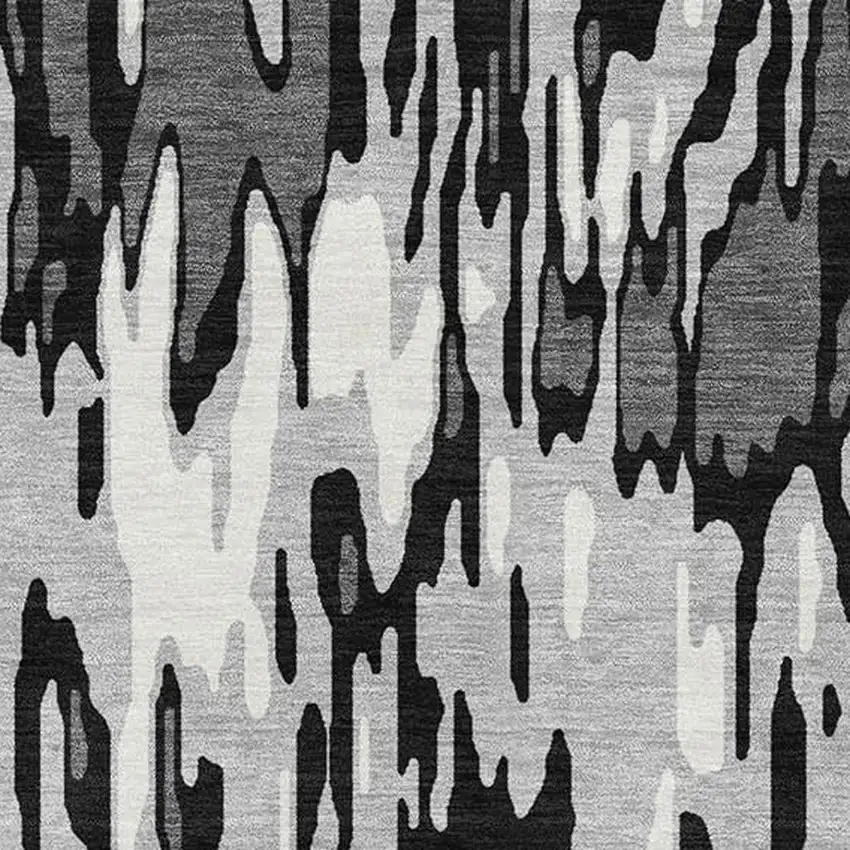 Gray And Silver Striped Washable Area Rug With UV Protection Photo 2