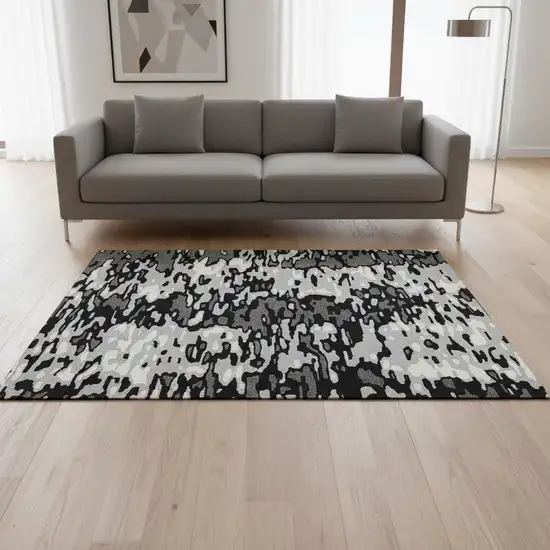 Gray And Silver Striped Washable Area Rug With UV Protection Photo 2