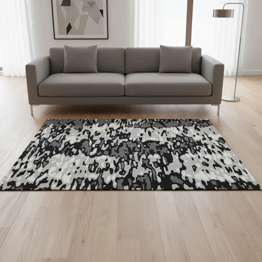 Gray And Silver Striped Washable Area Rug With UV Protection Photo 2