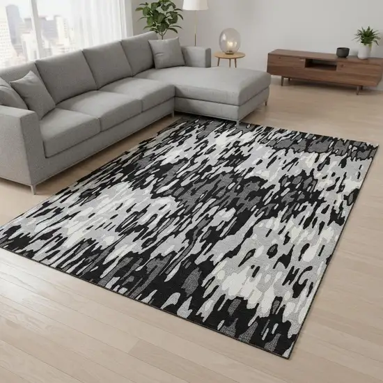 Gray And Silver Striped Washable Area Rug With UV Protection Photo 2