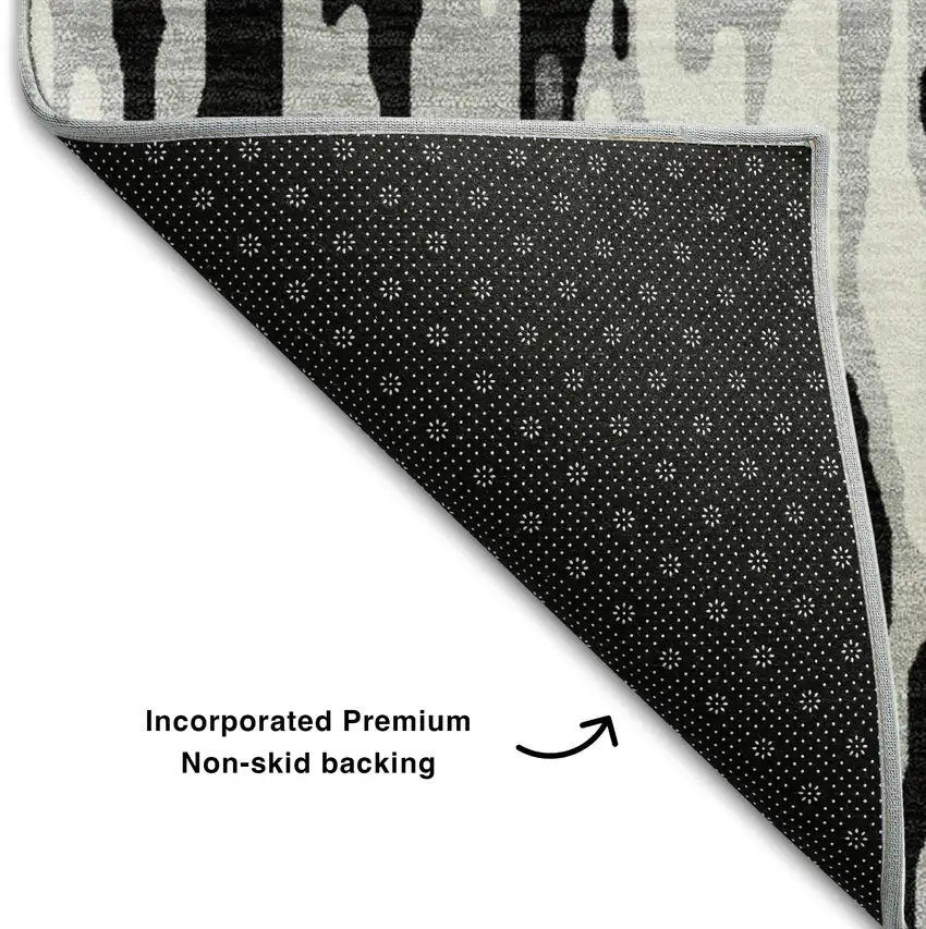 Gray And Silver Striped Washable Area Rug With UV Protection Photo 6