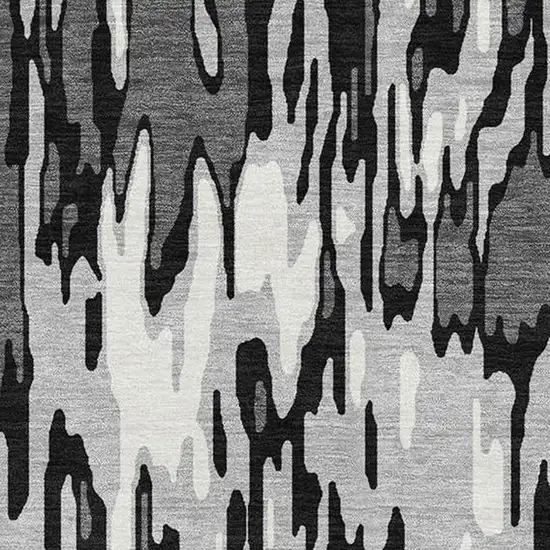 Gray And Silver Striped Washable Area Rug With UV Protection Photo 2