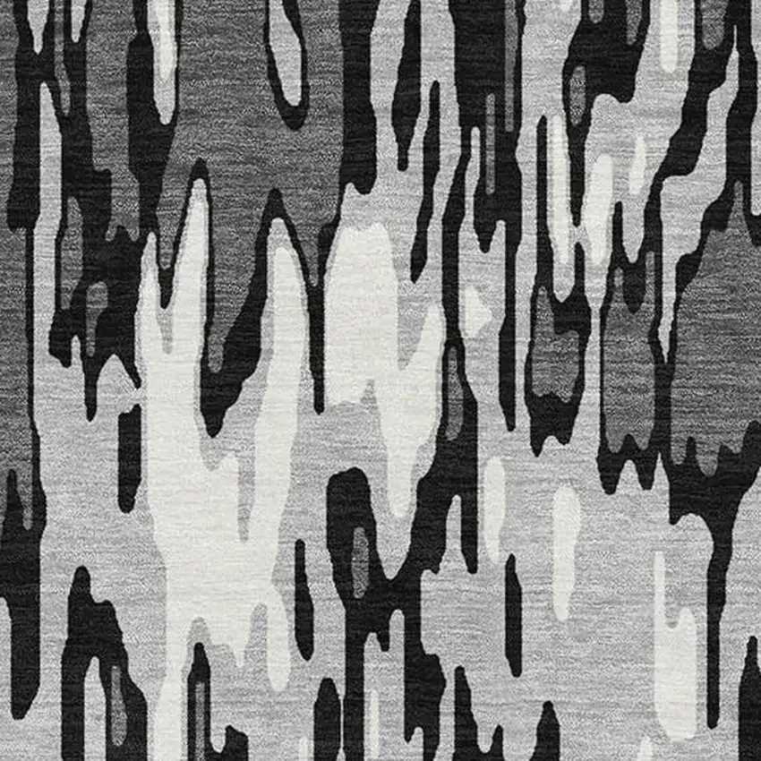 Gray And Silver Striped Washable Area Rug With UV Protection Photo 2