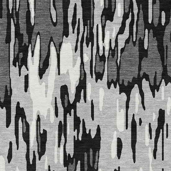 Gray And Silver Striped Washable Area Rug With UV Protection Photo 5