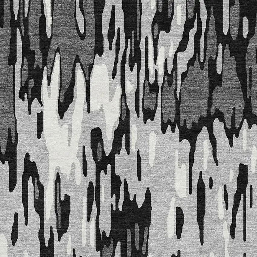 Gray And Silver Striped Washable Area Rug With UV Protection Photo 5