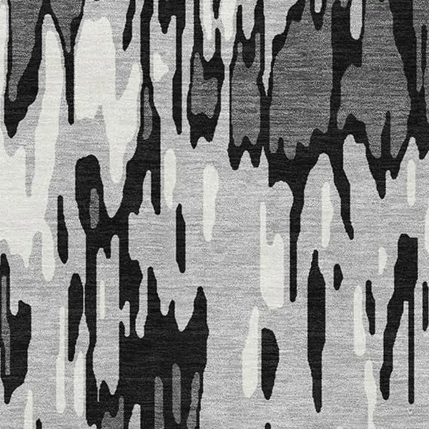 Gray And Silver Striped Washable Area Rug With UV Protection Photo 1