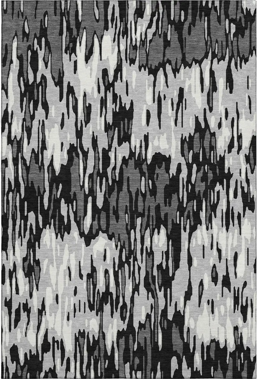 Gray And Silver Striped Washable Area Rug With UV Protection Photo 4