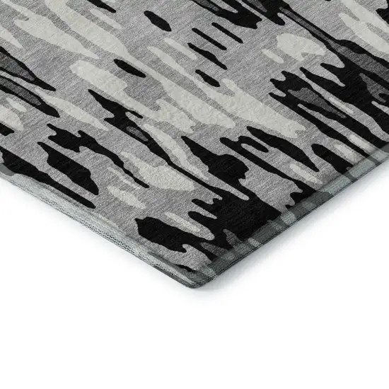Gray And Silver Striped Washable Area Rug With UV Protection Photo 9