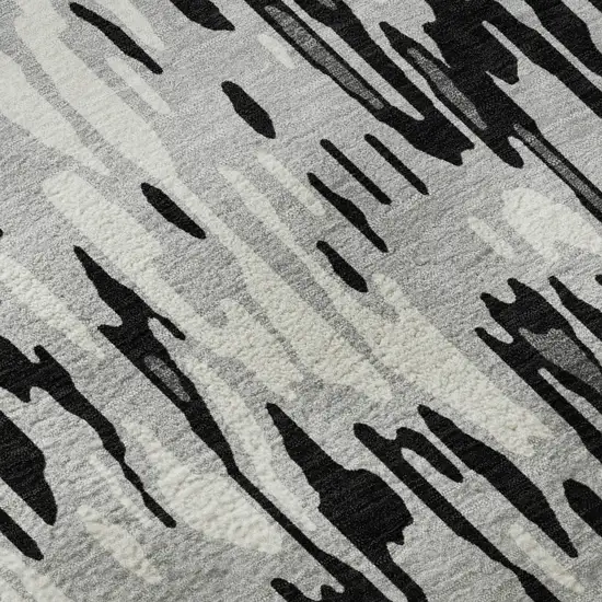 Gray And Silver Striped Washable Area Rug With UV Protection Photo 9