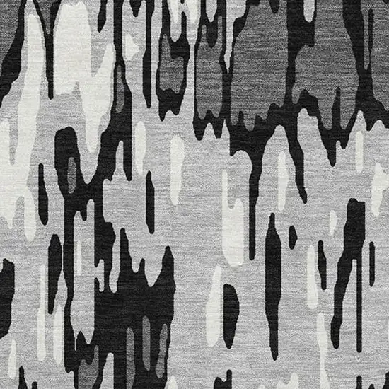 Gray And Silver Striped Washable Area Rug With UV Protection Photo 2