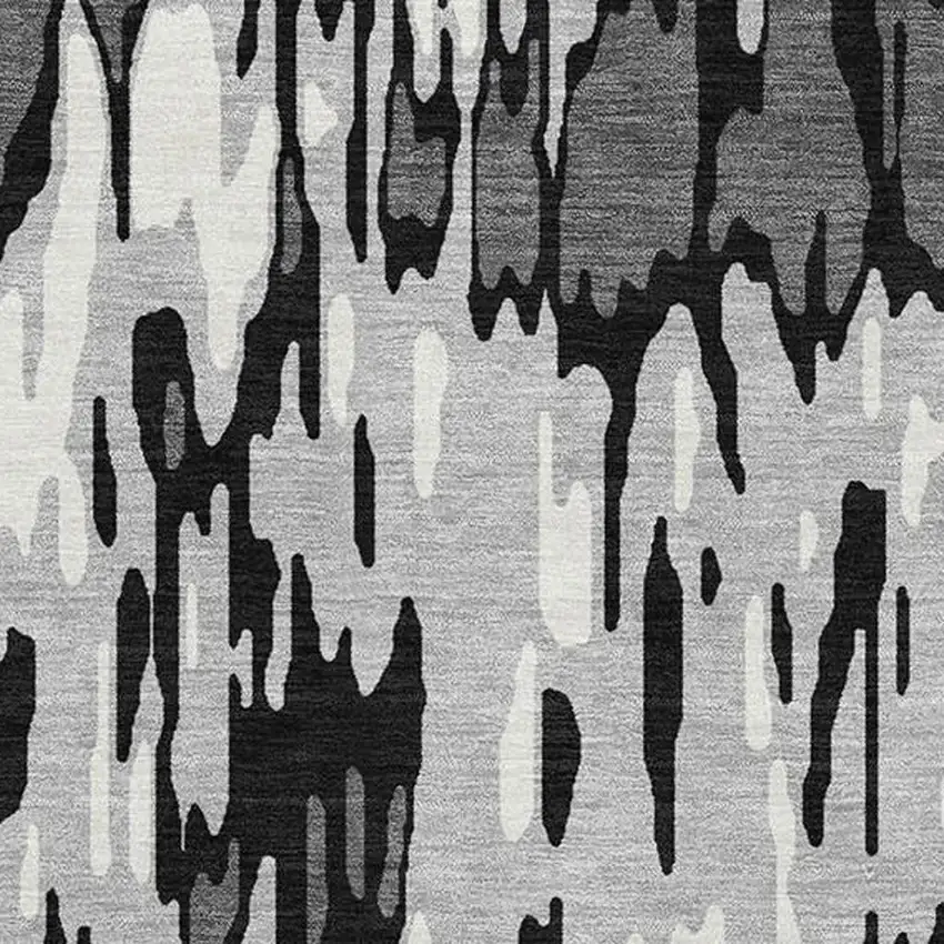 Gray And Silver Striped Washable Area Rug With UV Protection Photo 2