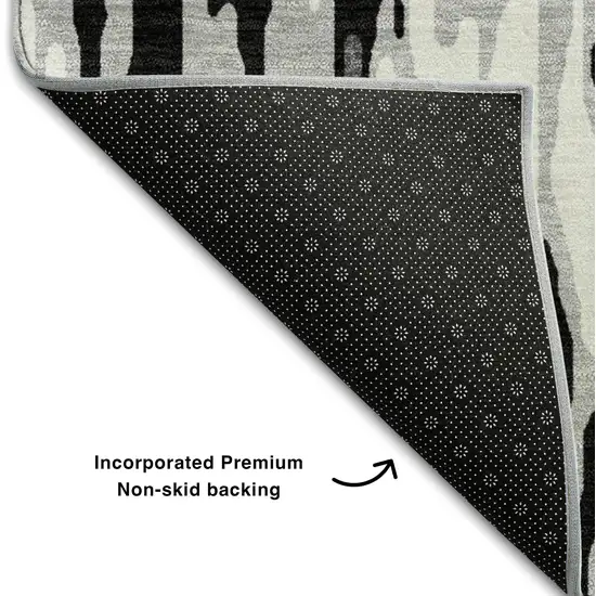 Gray And Silver Striped Washable Area Rug With UV Protection Photo 6