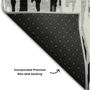 Photo of Gray And Silver Striped Washable Area Rug With UV Protection