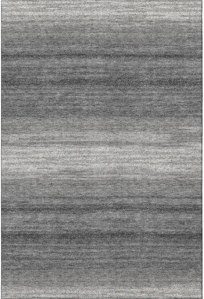 Gray And Silver Striped Washable Area Rug With UV Protection Photo 2