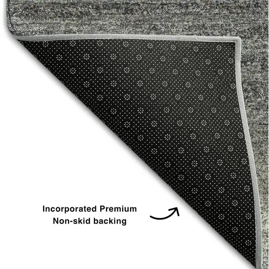 Gray And Silver Striped Washable Area Rug With UV Protection Photo 6