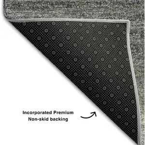 Photo of Gray And Silver Striped Washable Area Rug With UV Protection