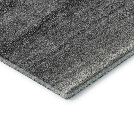 Gray And Silver Striped Washable Area Rug With UV Protection Photo 8