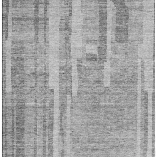 Gray And Silver Striped Washable Area Rug With UV Protection Photo 2