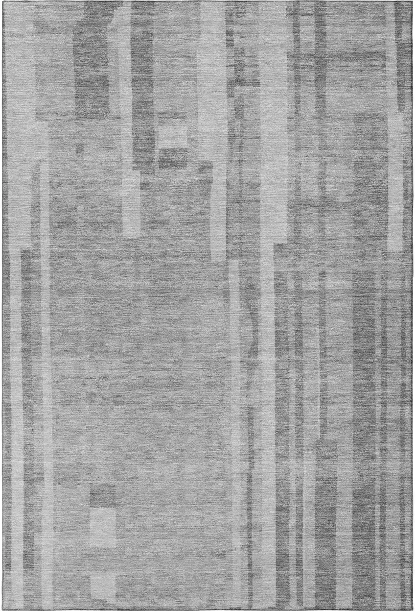 Gray And Silver Striped Washable Area Rug With UV Protection Photo 3