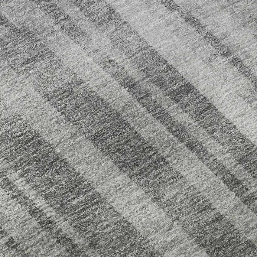 Gray And Silver Striped Washable Area Rug With UV Protection Photo 9