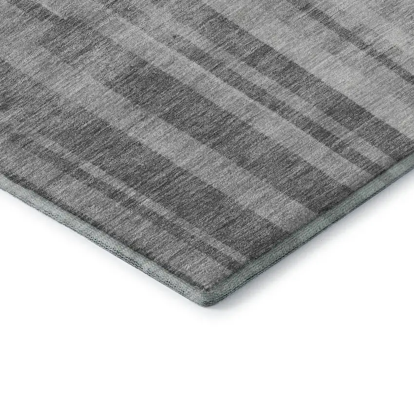 Gray And Silver Striped Washable Area Rug With UV Protection Photo 7