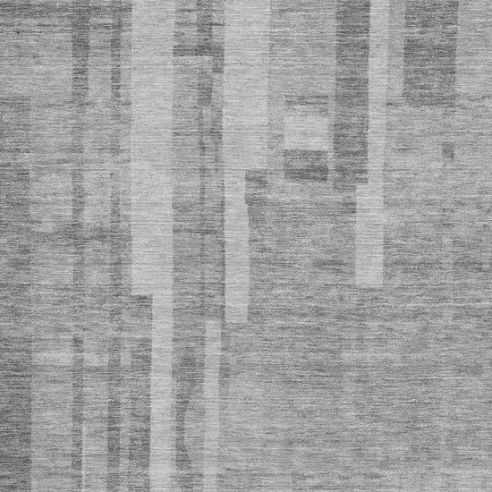 Gray And Silver Striped Washable Area Rug With UV Protection Photo 2