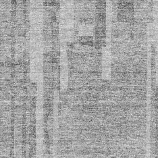 Gray And Silver Striped Washable Area Rug With UV Protection Photo 2
