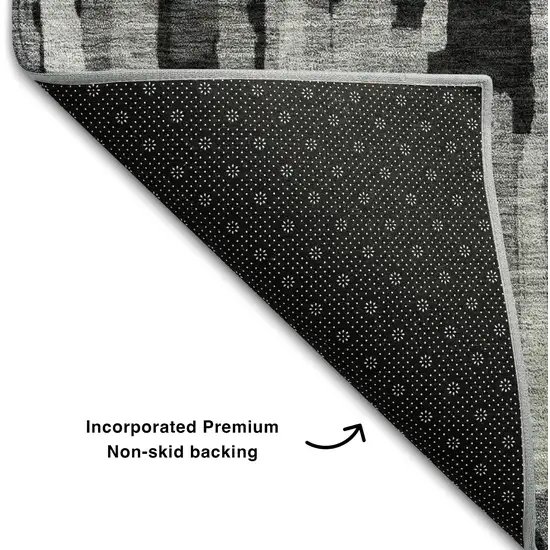 Gray And Silver Striped Washable Area Rug With UV Protection Photo 6