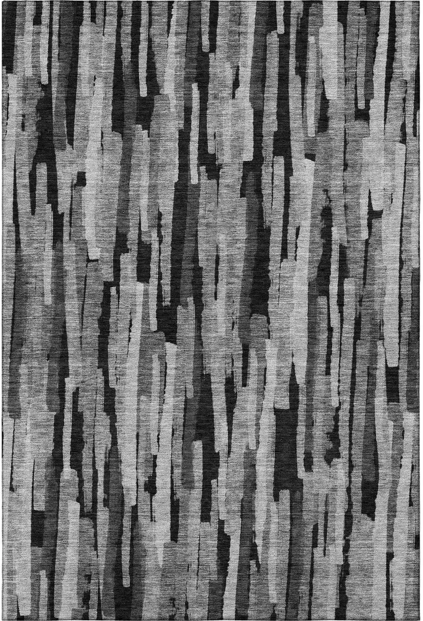 Gray And Silver Striped Washable Area Rug With UV Protection Photo 3