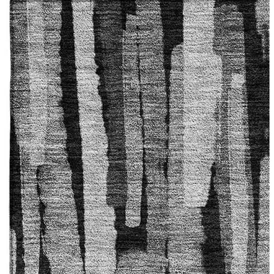Gray And Silver Striped Washable Area Rug With UV Protection Photo 2