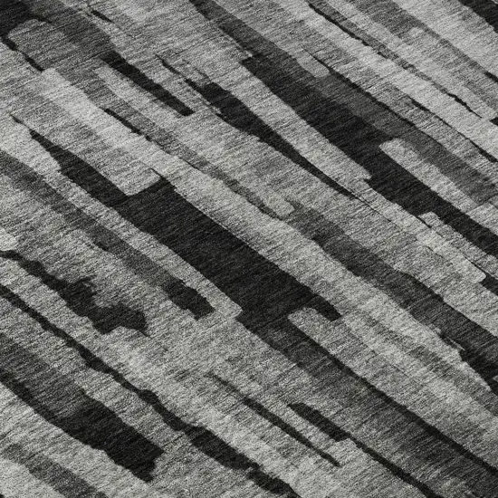 Gray And Silver Striped Washable Area Rug With UV Protection Photo 7