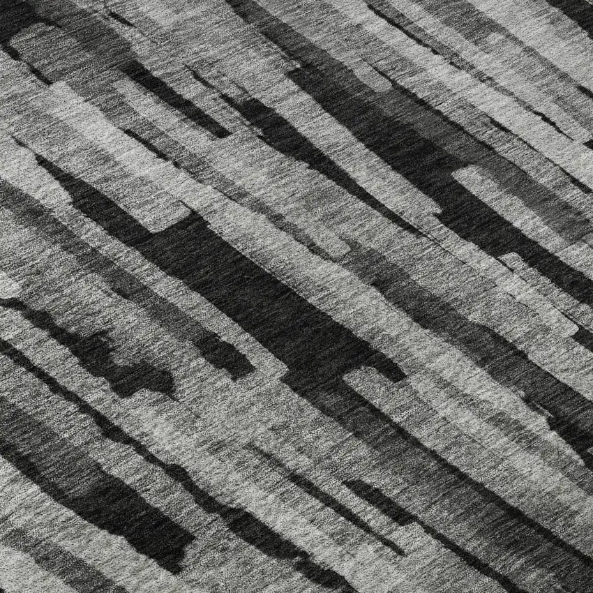 Gray And Silver Striped Washable Area Rug With UV Protection Photo 7