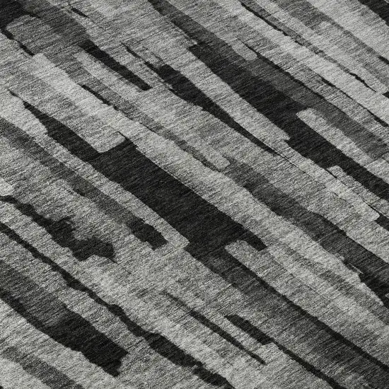 Gray And Silver Striped Washable Area Rug With UV Protection Photo 9
