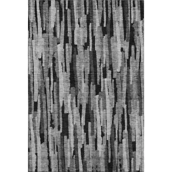 Gray And Silver Striped Washable Area Rug With UV Protection Photo 1