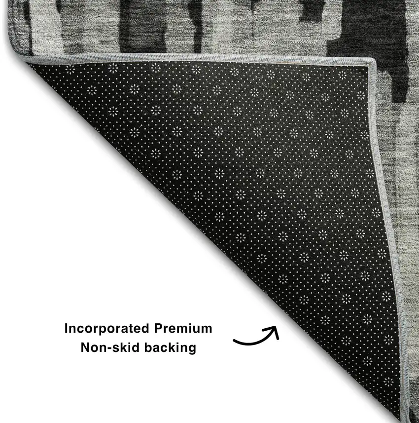 Gray And Silver Striped Washable Area Rug With UV Protection Photo 6