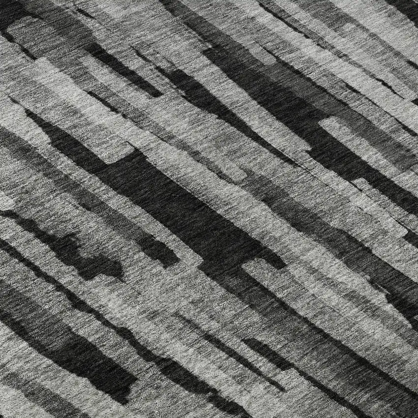 Gray And Silver Striped Washable Area Rug With UV Protection Photo 9