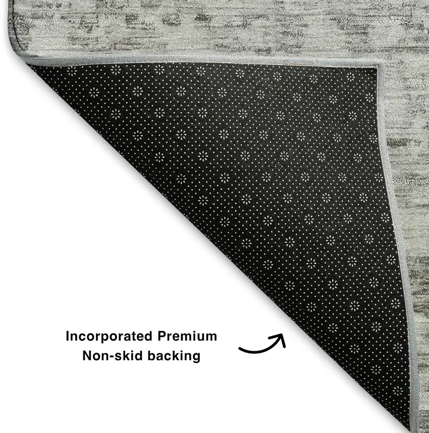 Gray And Silver Striped Washable Area Rug With UV Protection Photo 6